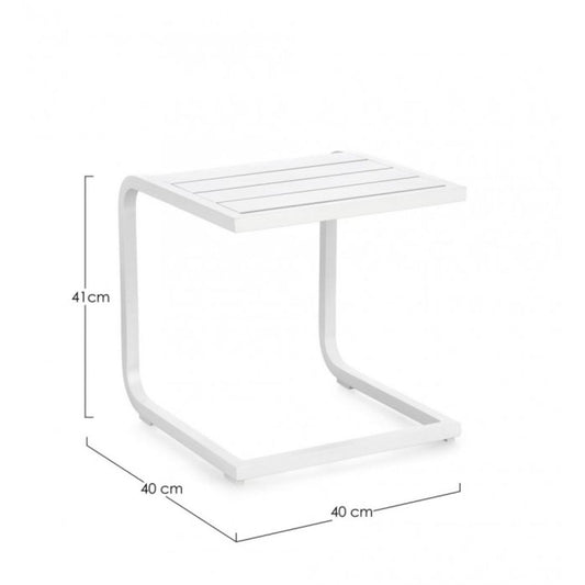 tavolino taylor in alluminio bianco, dettaglio della struttura resistente alle intemperie