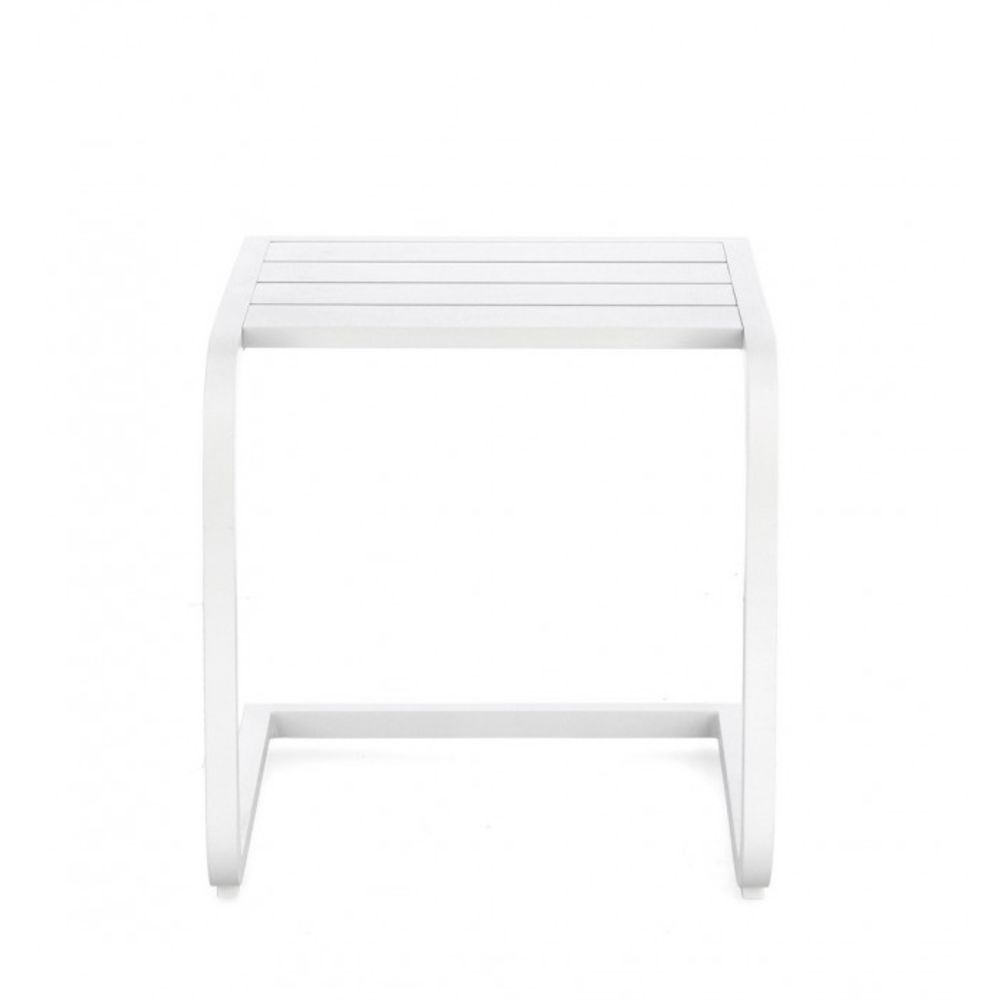 tavolino taylor in alluminio bianco, perfetto per appoggiare bevande, libri o decorazioni