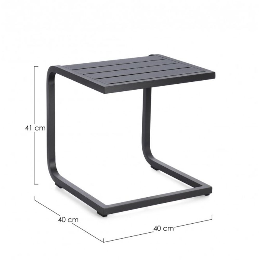 tavolino taylor in alluminio antracite, dettaglio della struttura resistente alle intemperie