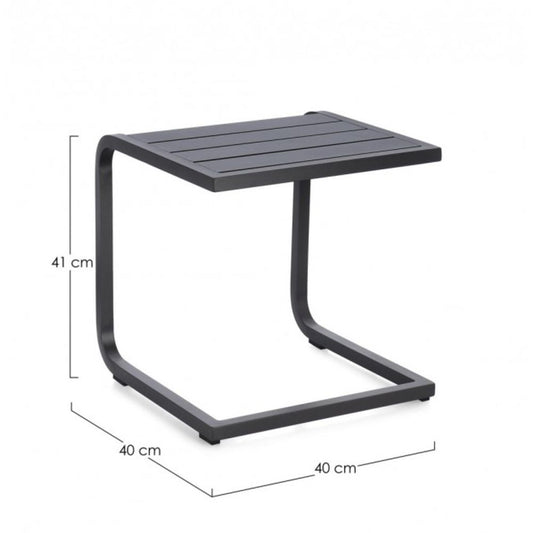 tavolino taylor in alluminio antracite, dettaglio della struttura resistente alle intemperie