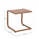 tavolino taylor in alluminio ruggine, dettaglio della struttura resistente alle intemperie