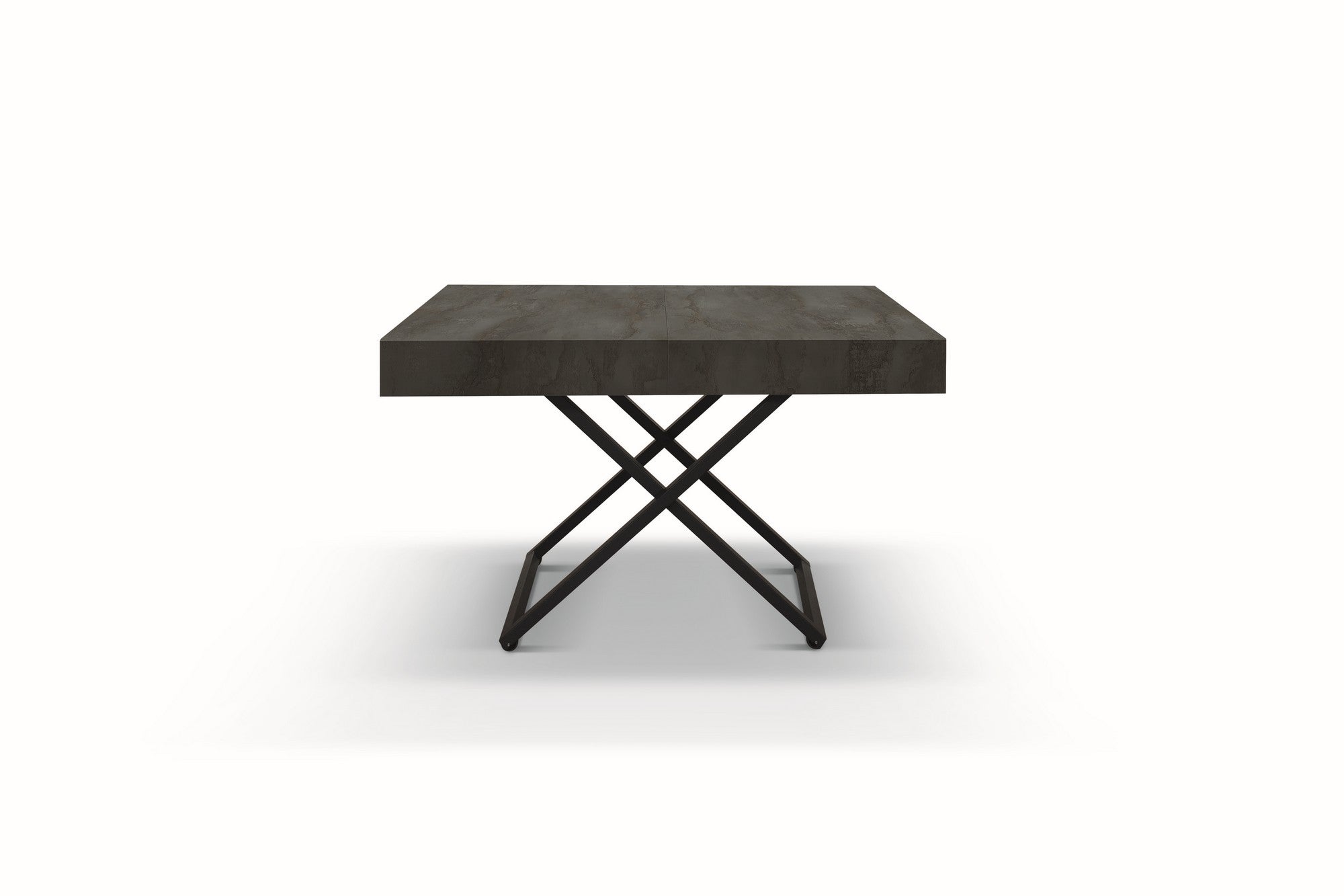 tavolino camogli in legno, finitura acciaio ossidato e metallo verniciato nero trasformabile in tavolo da pranzo 120×80 cm –...