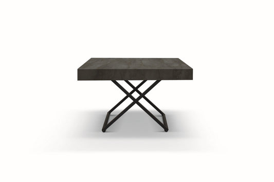 tavolino camogli in legno, finitura acciaio ossidato e metallo verniciato nero trasformabile in tavolo da pranzo 120×80 cm –...