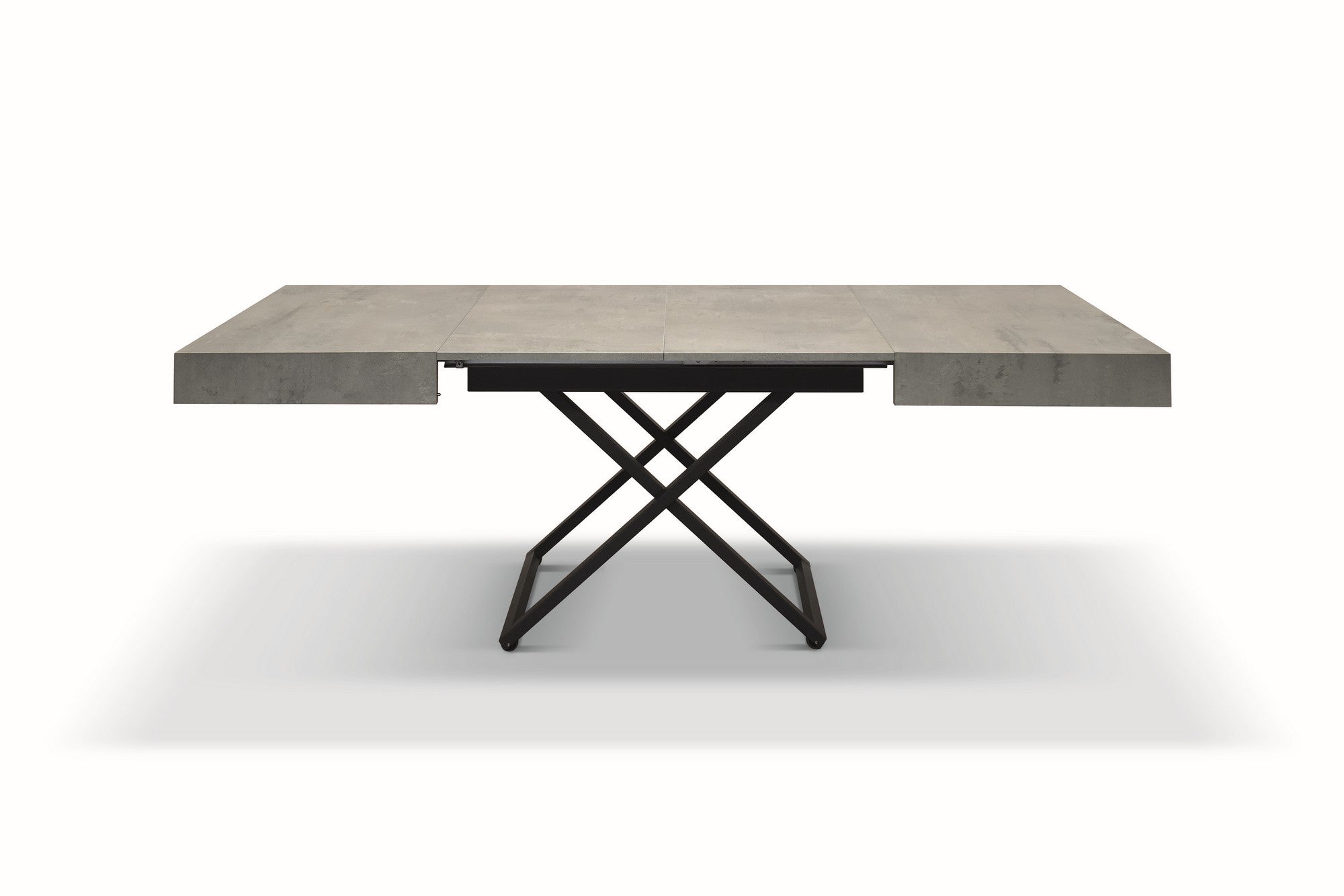 tavolino camogli in legno, finitura in grigio cemento e metallo verniciato nero, trasformabile in tavolo da pranzo 120×80 cm...