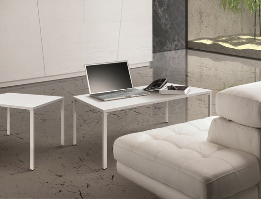 tavolino camogli in legno, finitura bianco frassinato e metallo verniciato bianco, 55×90 cm, tavolino moderno perfetto per...