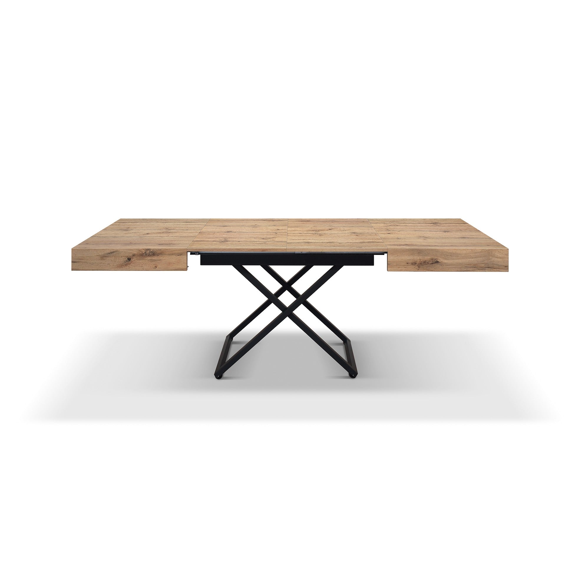 tavolino camogli in legno, finitura rovere rustico e metallo verniciato nero trasformabile in tavolo da pranzo 120×80 cm –...