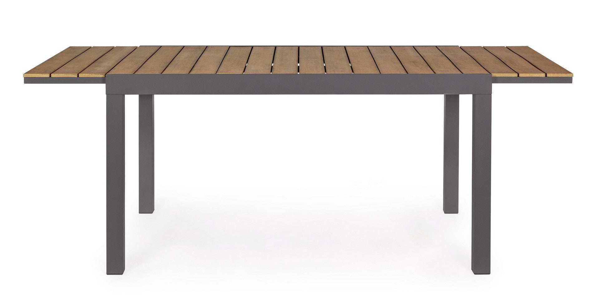 tavolo elias allungabile gambe antracite 140/200×90 cm, ambientazione in giardino con sedie coordinate