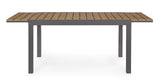 tavolo elias allungabile gambe antracite 140/200×90 cm, ambientazione in giardino con sedie coordinate
