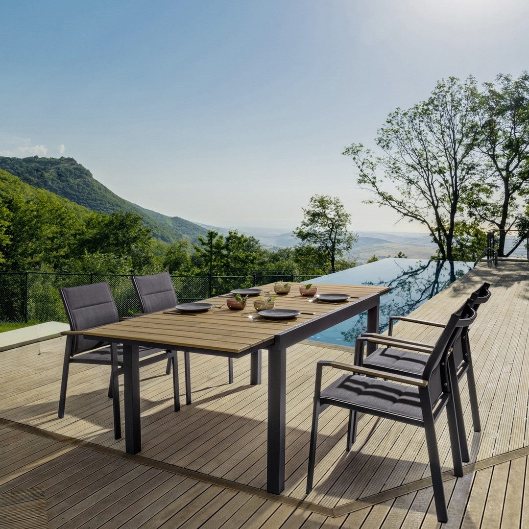 tavolo elias allungabile gambe antracite 140/200×90 cm, tavolo outdoor che unisce stile e praticità