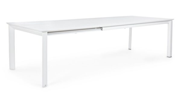 Tavolo allungabile KONNOR in alluminio bianco 200×110 cm – 300×110 cm