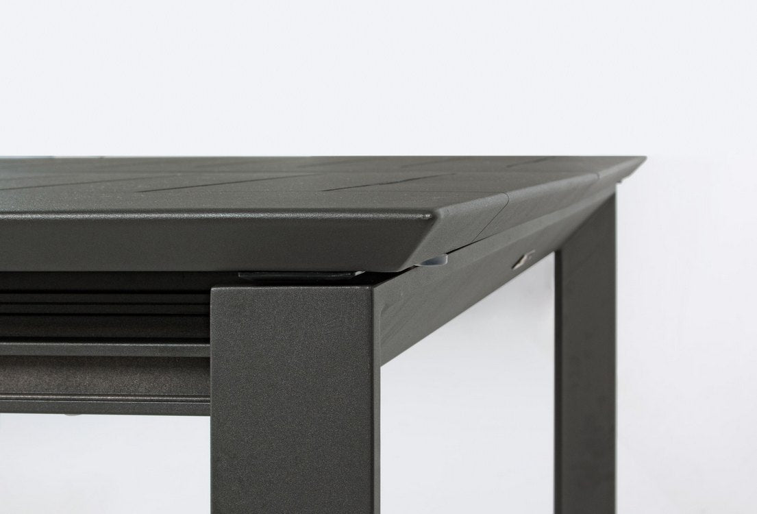 tavolo allungabile konnor in alluminio antracite 200×110 cm – 300×110 cm, design resistente e dal look naturale