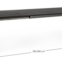 Tavolo allungabile KONNOR in alluminio antracite 200×110 cm – 300×110 cm