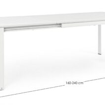 Tavolo allungabile KONNOR in alluminio bianco 200×110 cm – 300×110 cm