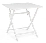 tavolo elin pieghevole bianco 70×70 cm, tavolo da giardino perfetto per pranzi all’aperto