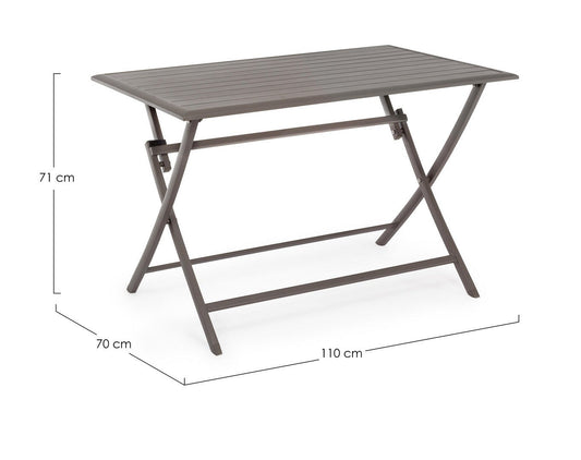 tavolo elin pieghevole tortora 110×70 cm, dettaglio dei materiali trattati per uso esterno