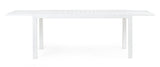tavolo hilde allungabile bianco 160/240×90 cm, ambientazione in giardino con sedie coordinate