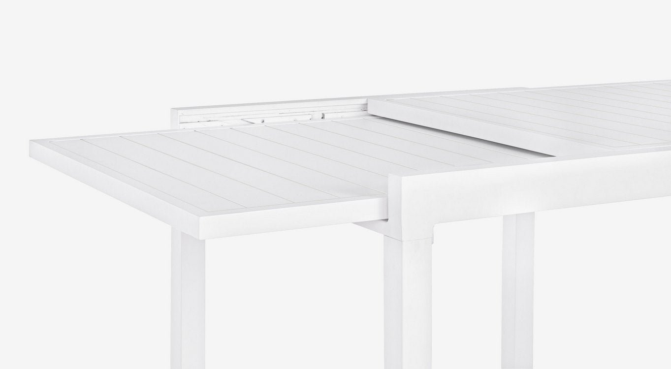 tavolo allungabile pelagius in alluminio bianco 83×80 cm – 166×80 cm, design resistente e dal look naturale