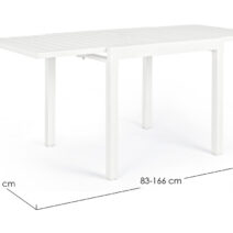 Tavolo allungabile PELAGIUS in alluminio bianco 83×80 cm – 166×80 cm