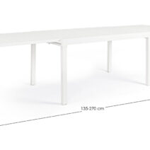 Tavolo allungabile PELAGIUS in alluminio bianco 135×90 cm – 270×90 cm