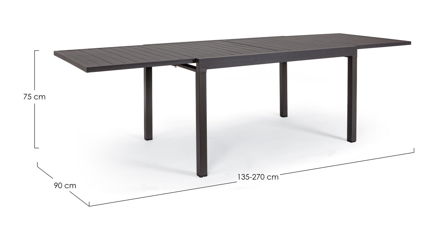 tavolo allungabile pelagius in alluminio antracite 135×90 cm – 270×90 cm, ideale per barbecue, aperitivi o relax estivo