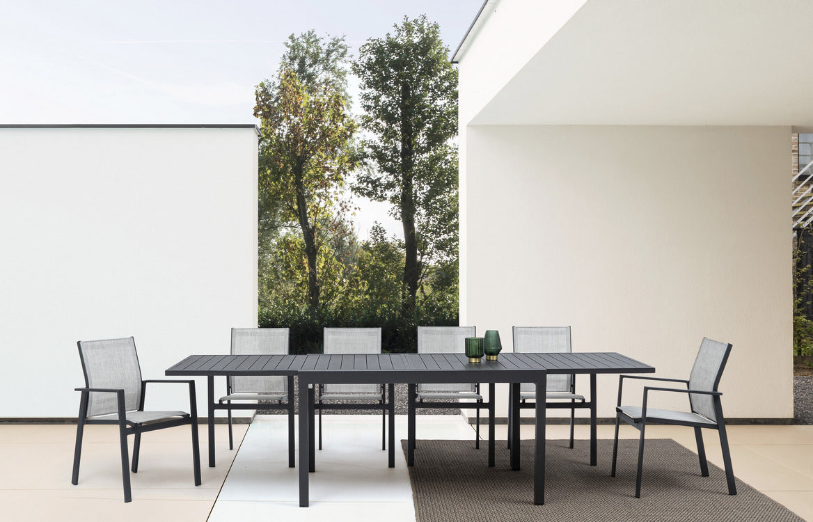 tavolo allungabile pelagius in alluminio antracite 135×90 cm – 270×90 cm, tavolo outdoor che unisce stile e praticità