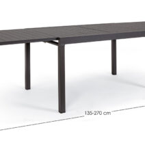 Tavolo allungabile PELAGIUS in alluminio antracite 135×90 cm – 270×90 cm