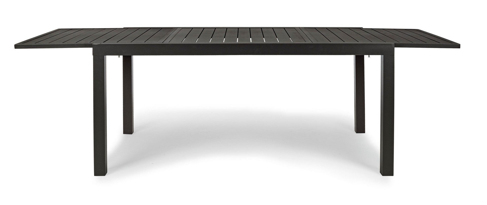 tavolo hilde allungabile antracite 160/240×90 cm, ambientazione in giardino con sedie coordinate