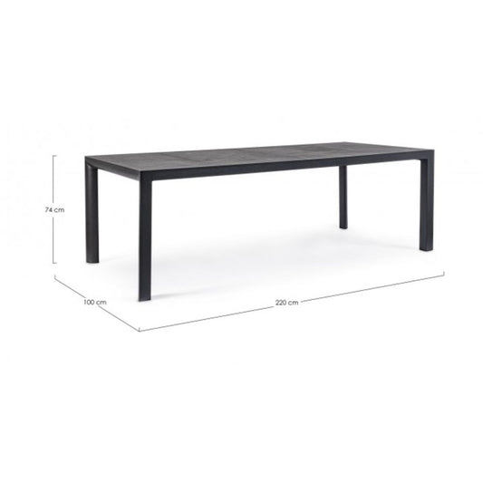 tavolo fisso mason in ceramica e struttura in alluminio antracite 220×100 cm, dettaglio dei materiali trattati per uso...