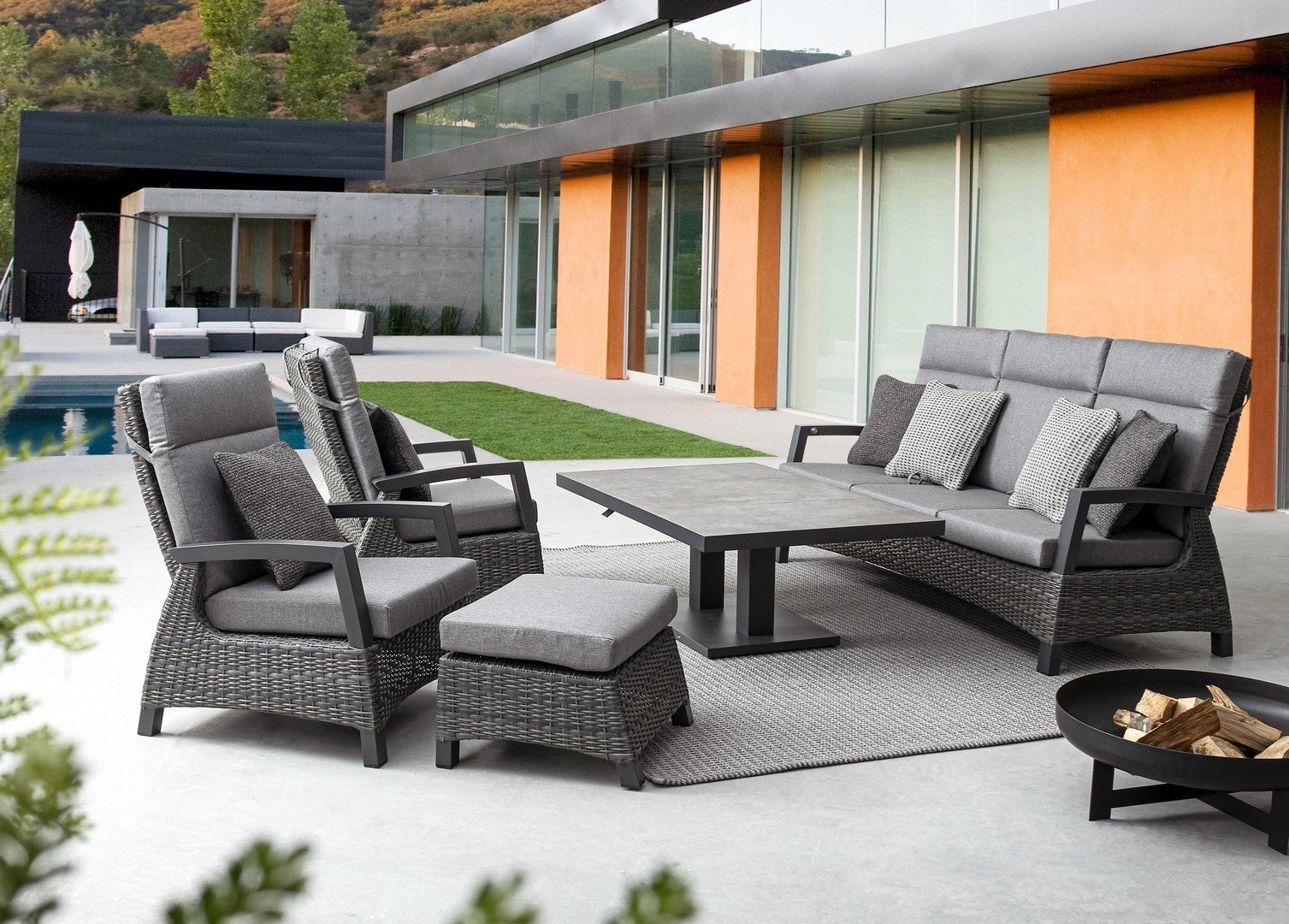 tavolo truman in ceramica e struttura antracite con altezza regolabile 140x85x49 cm – 140x85x72 cm, tavolo outdoor che...