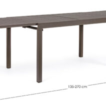 Tavolo allungabile PELAGIUS in alluminio caffè 135×90 cm – 270×90 cm