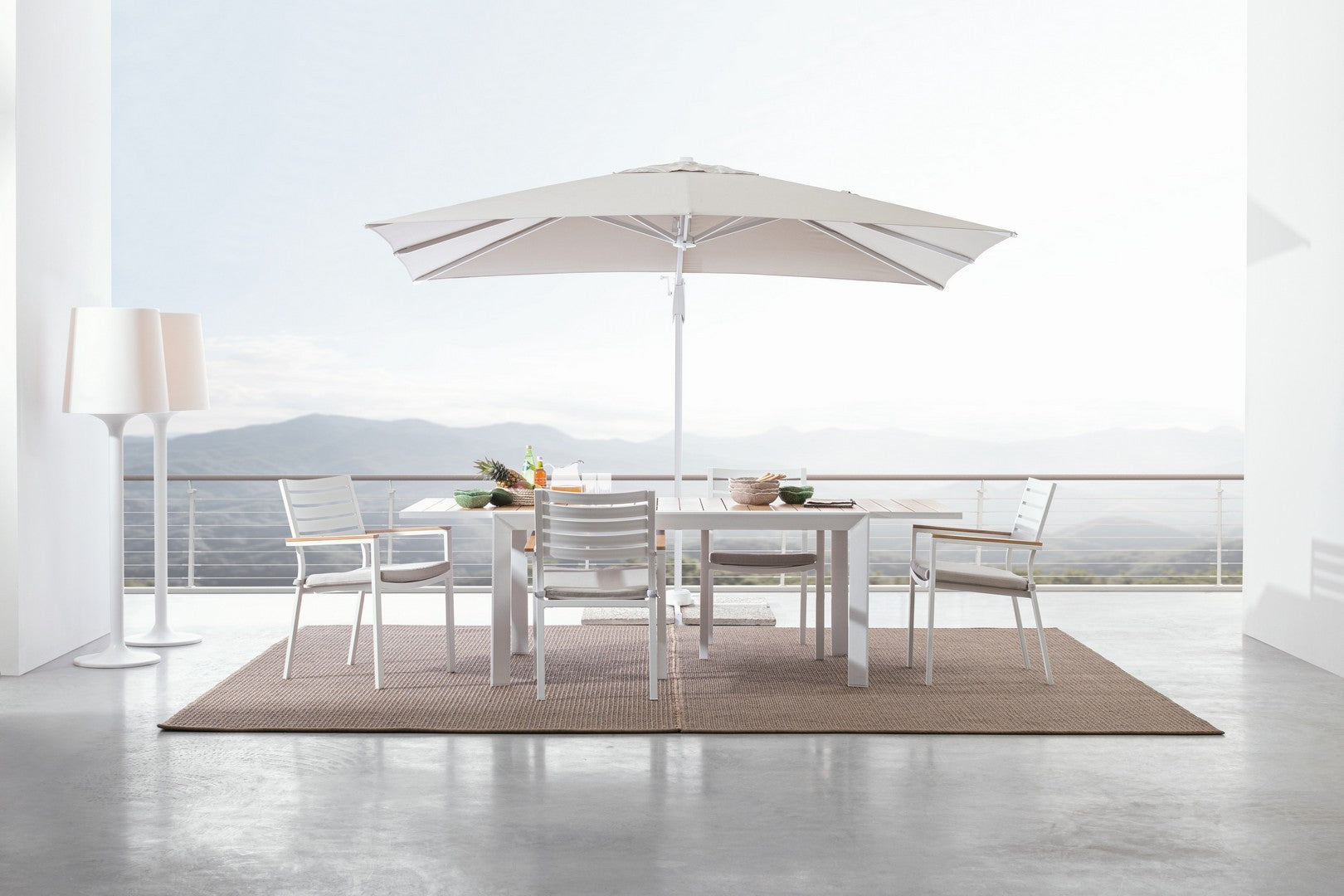 tavolo allungabile belmar effetto legno e struttura in alluminio bianca 160×100 cm – 240×100 cm, tavolo outdoor che unisce...