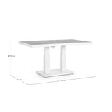 tavolo truman in ceramica e struttura bianca con altezza regolabile 140x85x49 cm – 140x85x72 cm, ambientazione in giardino...