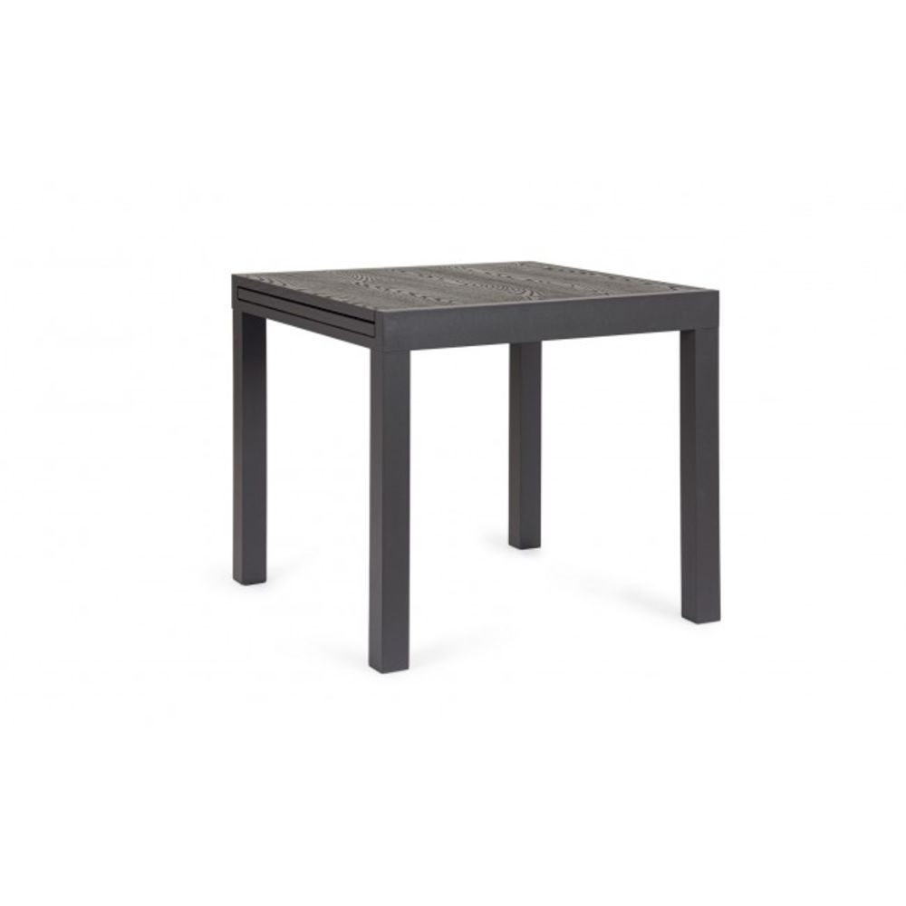 tavolo allungabile cliv effetto legno materico e struttura in alluminio antracite 80×80 cm – 160×80 cm, dettaglio dei...