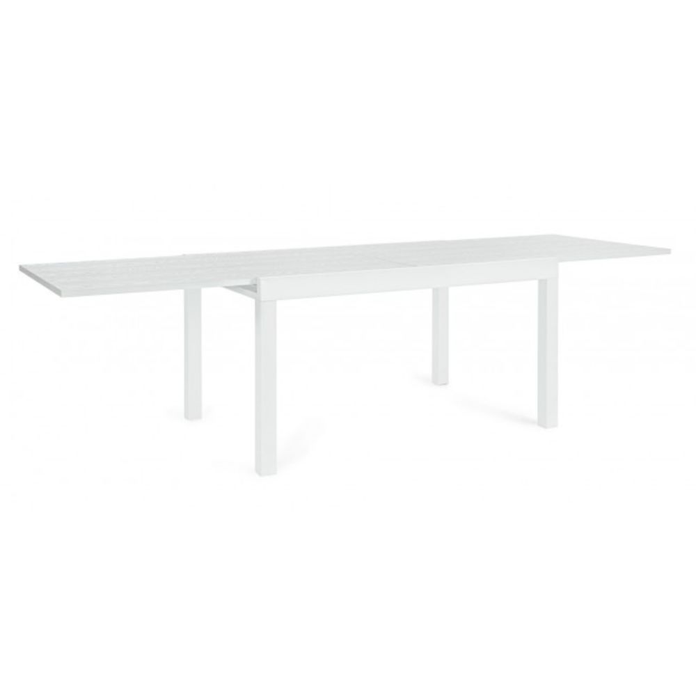tavolo allungabile cliv effetto legno materico e struttura in alluminio bianco 135×90 cm – 270×90 cm, tavolo da giardino...