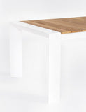 tavolo allungabile cameron in alluminio bianco e legno teak 228×100 cm – 294×100 cm, tavolo outdoor che unisce stile e...