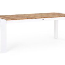 Tavolo allungabile CAMERON in alluminio bianco e legno teak 228×100 cm – 294×100 cm