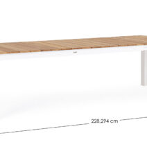 Tavolo allungabile CAMERON in alluminio bianco e legno teak 228×100 cm – 294×100 cm