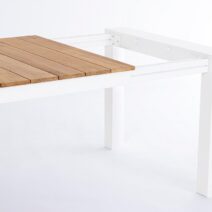 Tavolo allungabile CAMERON in alluminio bianco e legno teak 228×100 cm – 294×100 cm