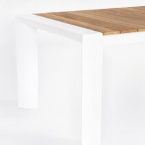 Tavolo allungabile CAMERON in alluminio bianco e legno teak 228×100 cm – 294×100 cm