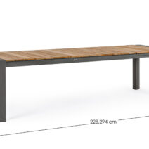 Tavolo allungabile CAMERON in alluminio antracite e legno teak 228×100 cm – 294×100 cm