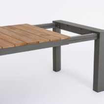 Tavolo allungabile CAMERON in alluminio antracite e legno teak 228×100 cm – 294×100 cm