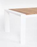 tavolo allungabile cameron in alluminio bianco e legno teak 253×110 cm – 384×110 cm, facile da pulire e da spostare...