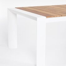 Tavolo allungabile CAMERON in alluminio bianco e legno teak 253×110 cm – 384×110 cm