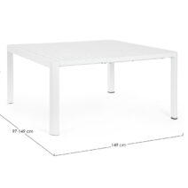 Tavolo allungabile KIPLIN in alluminio bianco 149×97 cm – 149×149 cm