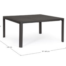 Tavolo allungabile KIPLIN in alluminio antracite 149×97 cm – 149×149 cm