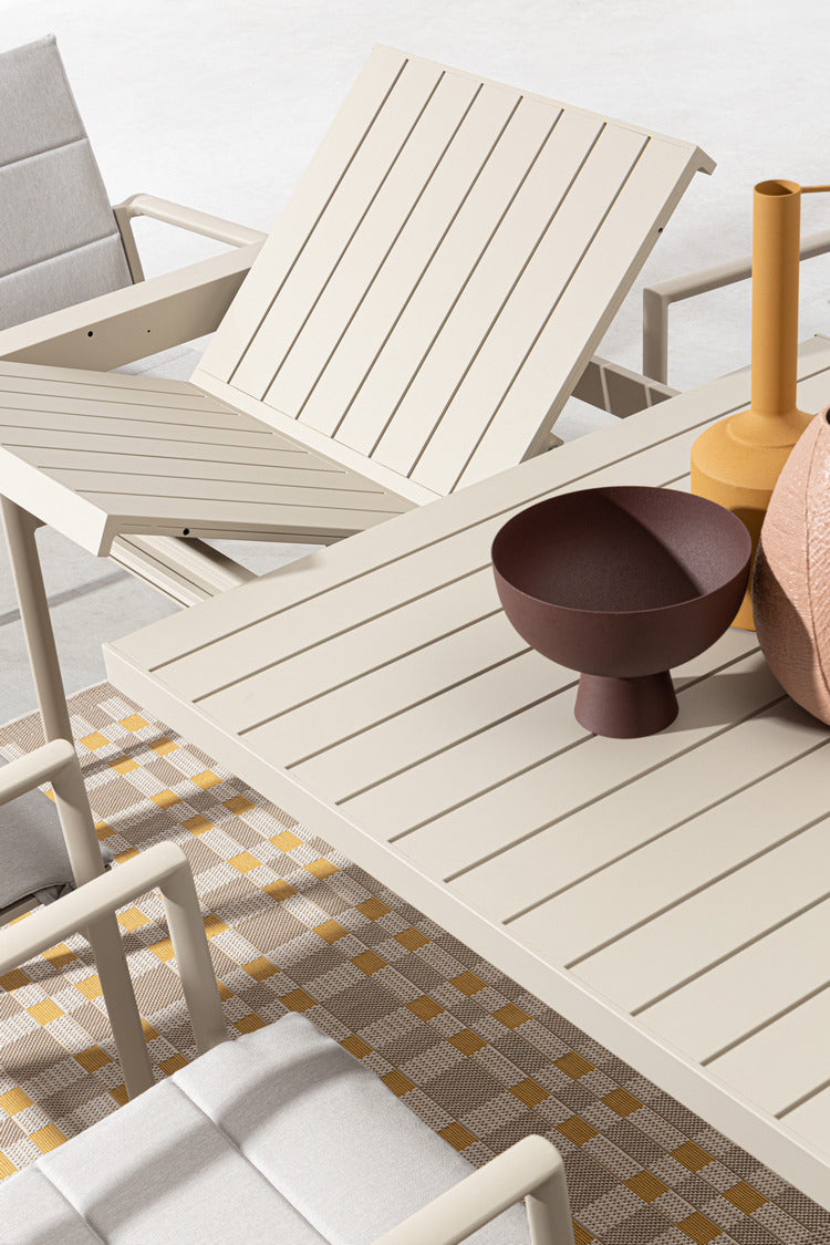 tavolo allungabile kiplin in alluminio tortora 149×97 cm – 149×149 cm, stile rustico o moderno per ogni tipo di giardino