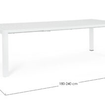 Tavolo allungabile KIPLIN in alluminio bianco 180×100 cm – 240×100 cm