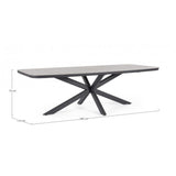 tavolo fisso isacco in pietra naturale e struttura in alluminio antracite 240×110 cm, dettaglio dei materiali trattati per...