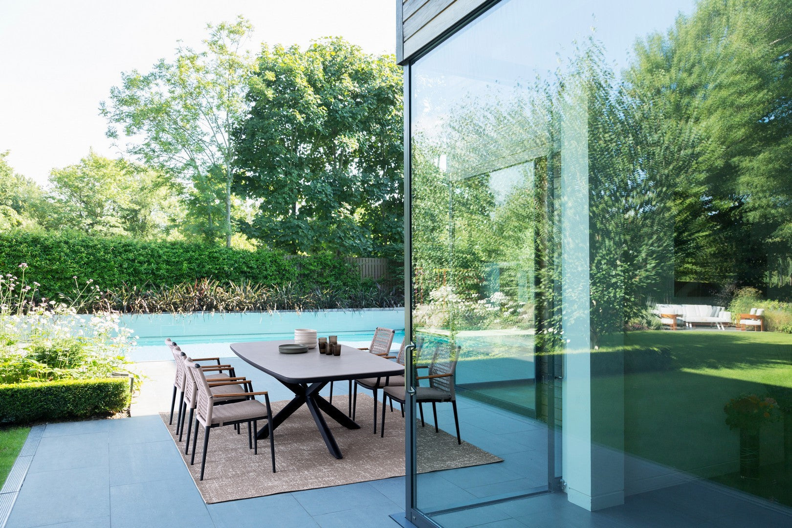 tavolo allungabile pascal in pietra naturale e struttura in alluminio antracite 200×100 cm – 260×100 cm, facile da pulire e...