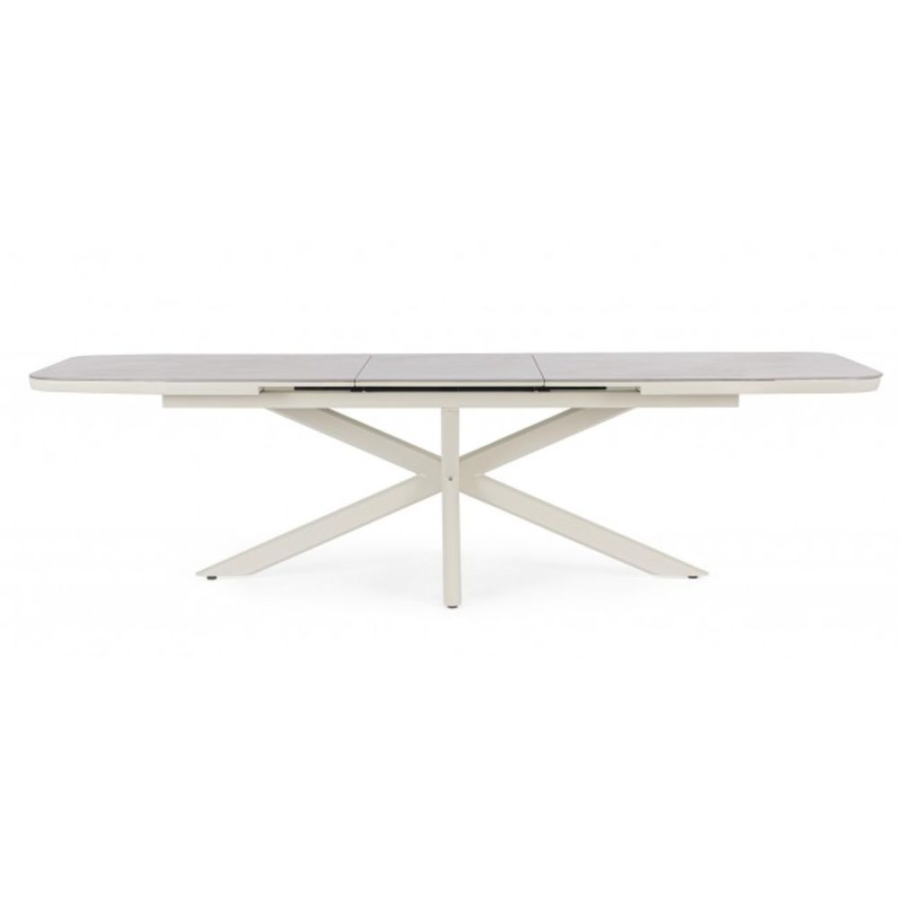 tavolo allungabile pascal in pietra naturale e struttura in alluminio beige 200×100 cm – 260×100 cm, ideale per barbecue,...